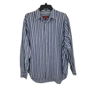 {Austin Reed London} Men's Large Blue White Striped Button Down Dress Shirt